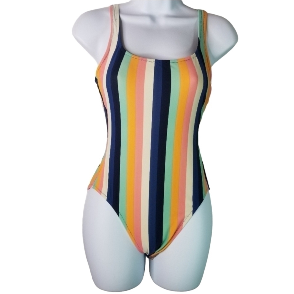 J Crew vertical striped one piece swimsuit